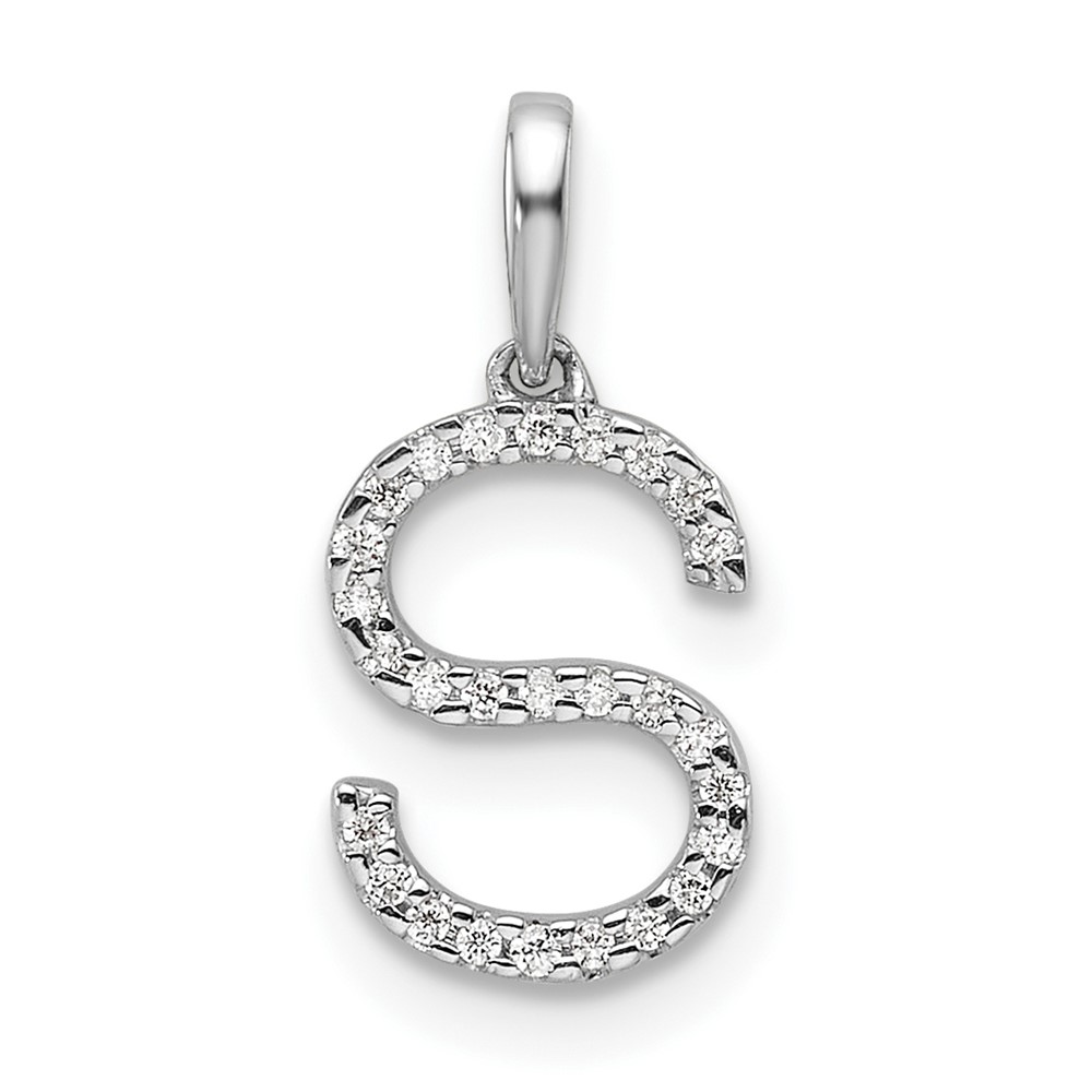 14K White Gold Diamond Letter S Initial Pendant (PM9798S-008-WA)