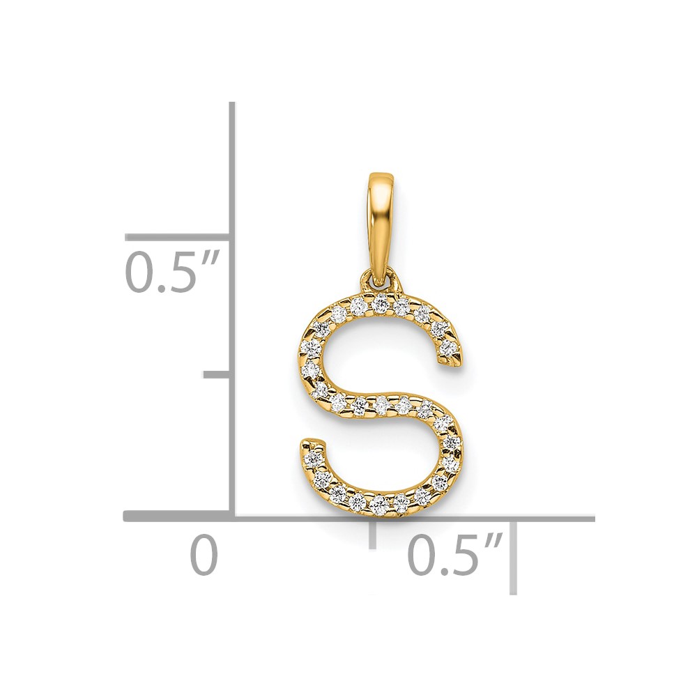 14K Diamond Letter S Initial Pendant (PM9798S-008-YA)