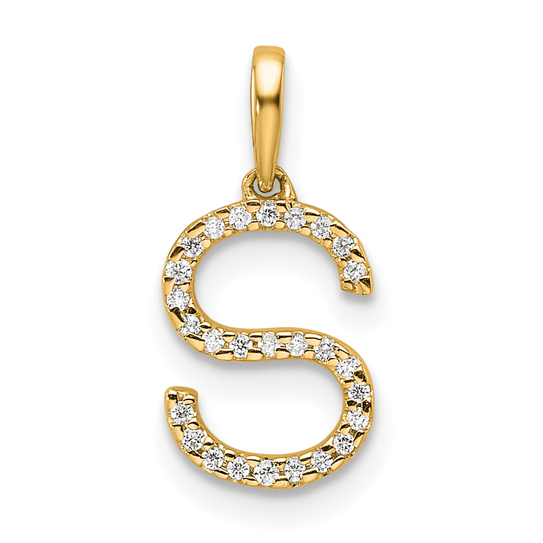 14K Diamond Letter S Initial Pendant (PM9798S-008-YA)