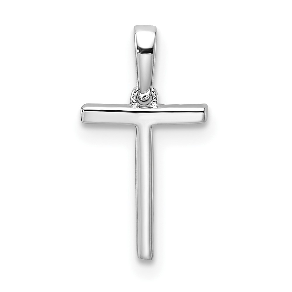 14K White Gold Diamond Letter T Initial Pendant (PM9798T-005-WA)