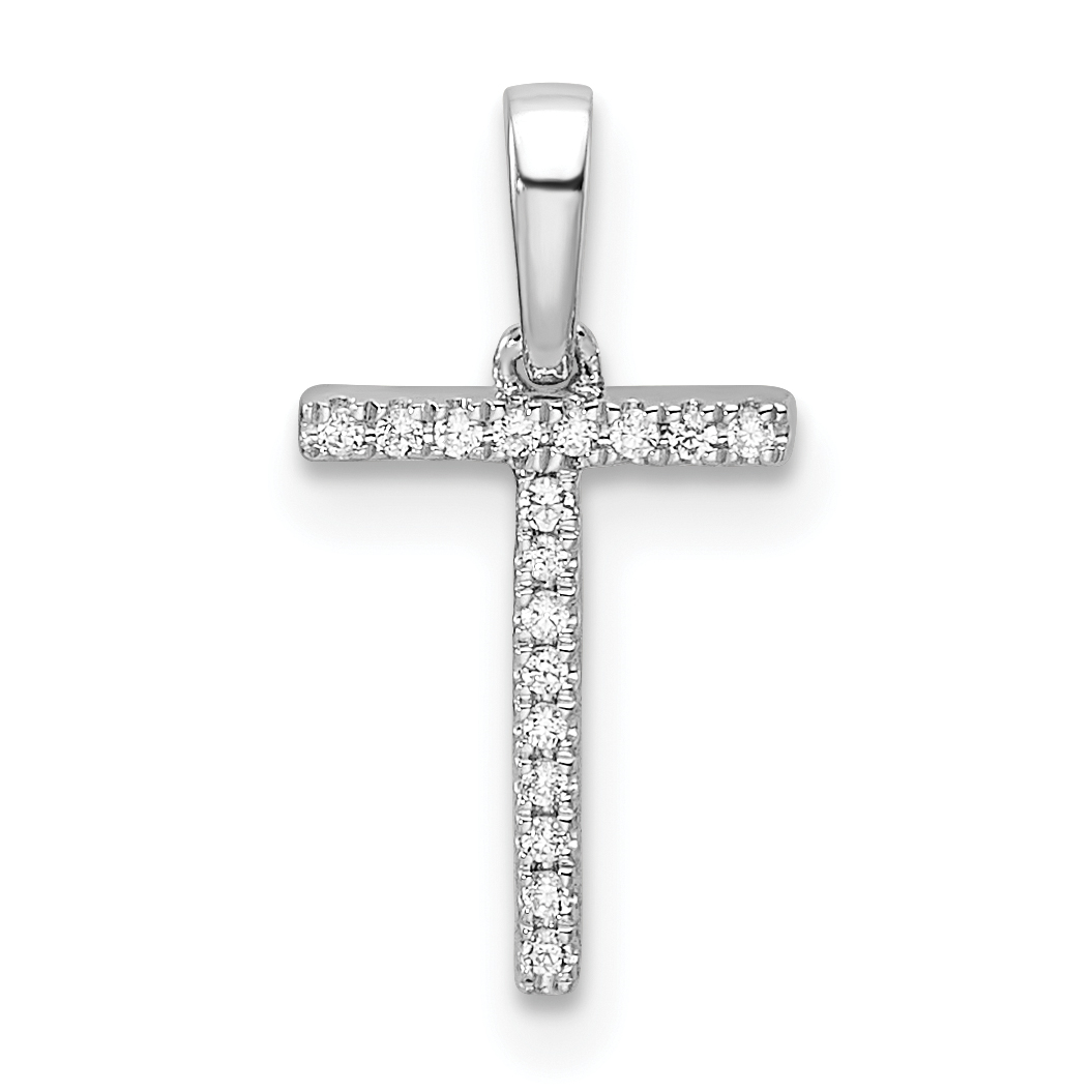 14K White Gold Diamond Letter T Initial Pendant (PM9798T-005-WA)