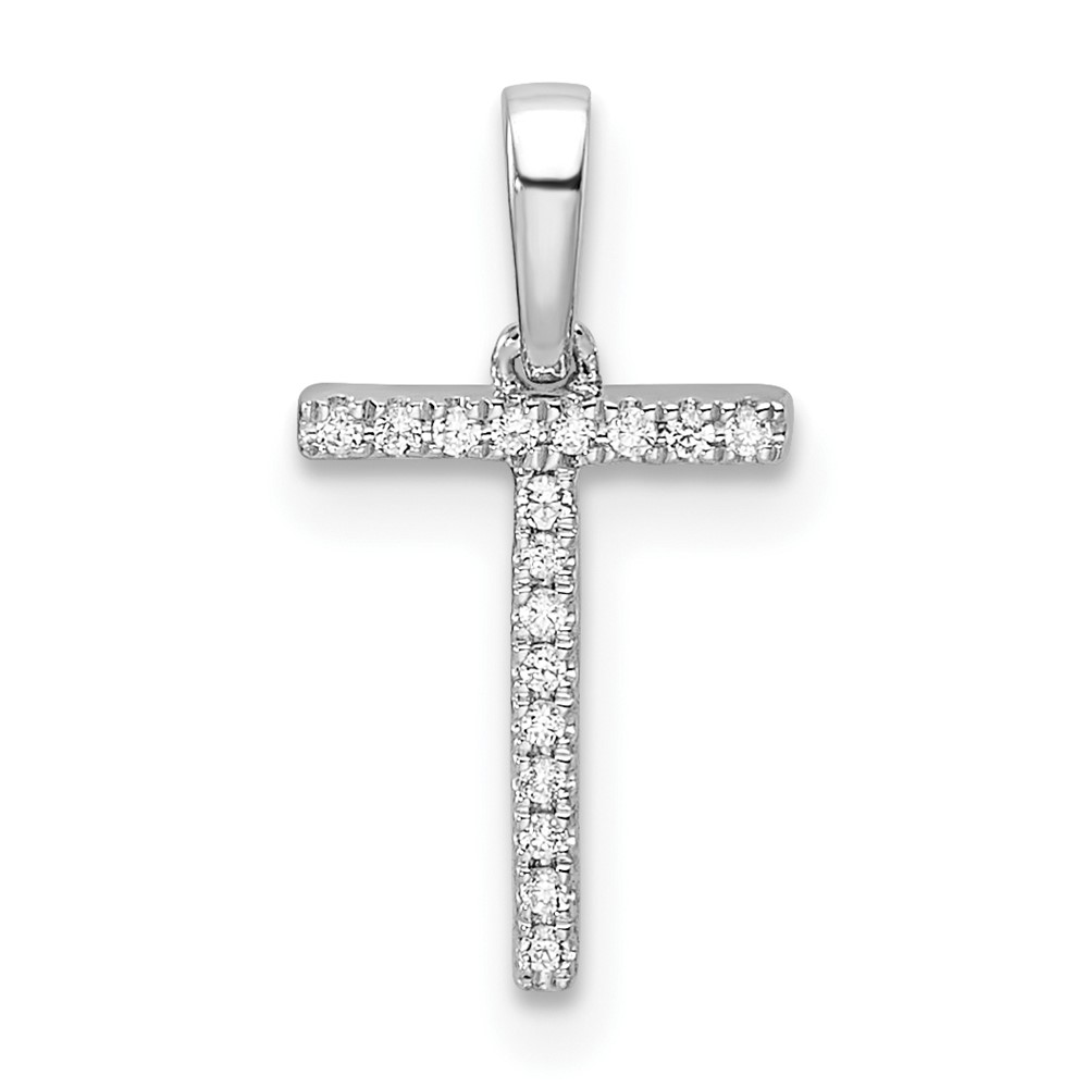 14K White Gold Diamond Letter T Initial Pendant (PM9798T-005-WA)