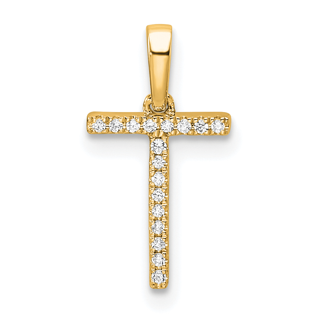 14K Diamond Letter T Initial Pendant (PM9798T-005-YA)