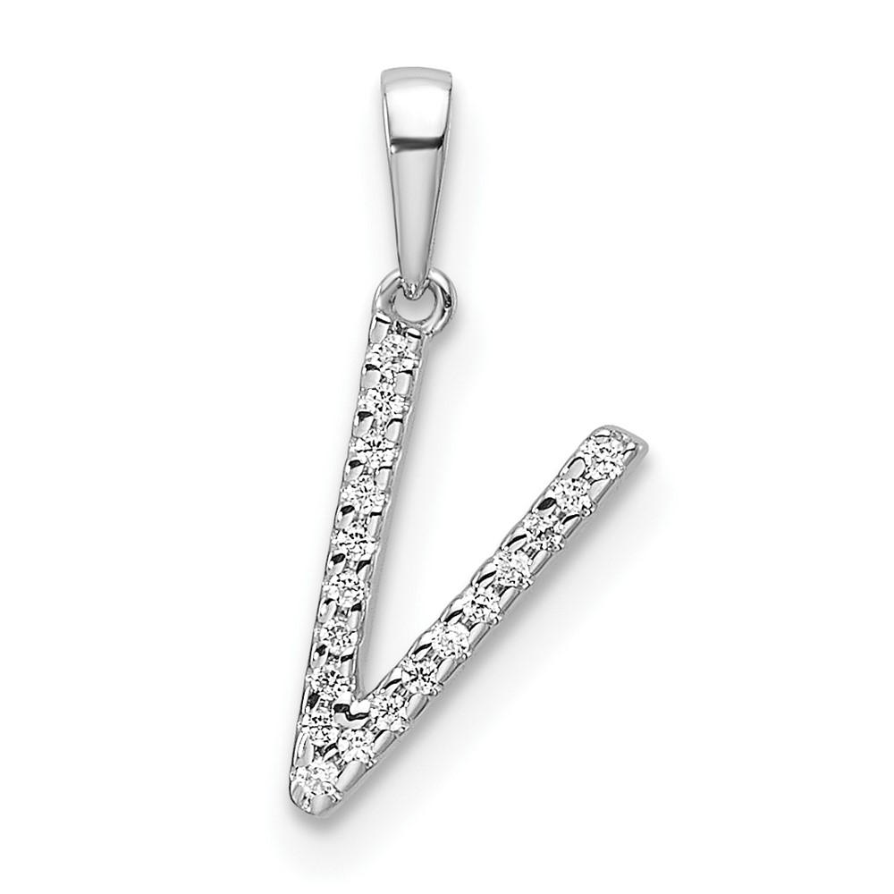 14K White Gold Diamond Letter V Initial Pendant (PM9798V-006-WA)