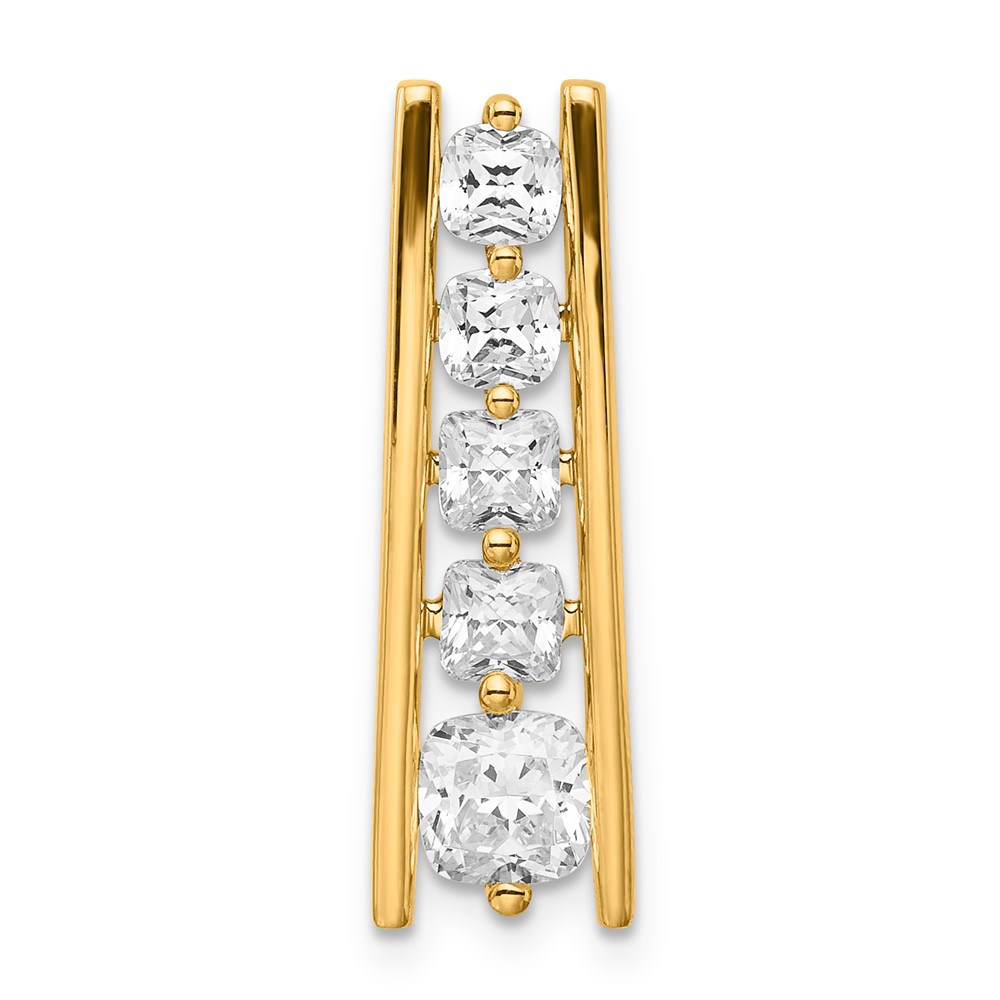14K Yellow Gold Lab Grown VS SI+ G+ Dia Graduated Cushion Pendant with Chain