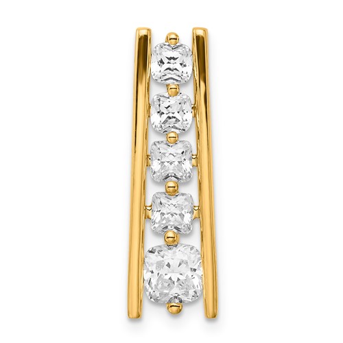 14K Yellow Gold Lab Grown VS SI+ G+ Dia Graduated Cushion Pendant with Chain