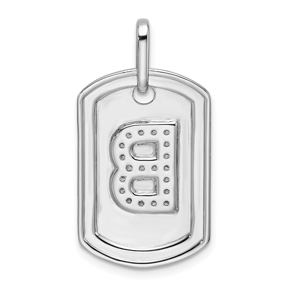 14K White Gold Diamond Initial B Dog Tag Charm (PM9842B-025-WA)