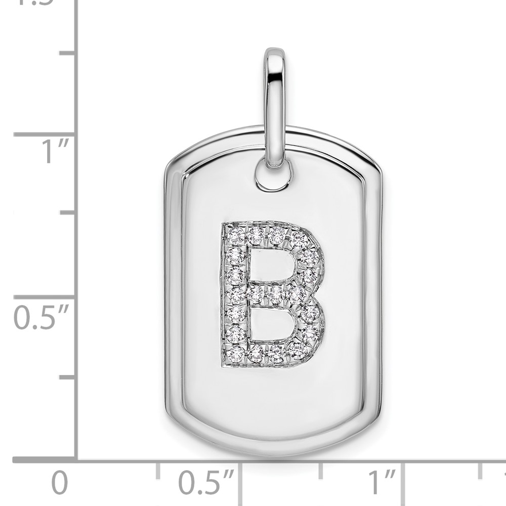 14K White Gold Diamond Initial B Dog Tag Charm (PM9842B-025-WA)