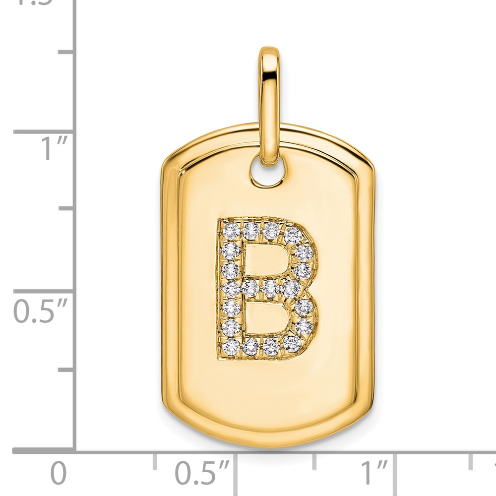14K Diamond Initial B Dog Tag Charm (PM9842B-025-YA)