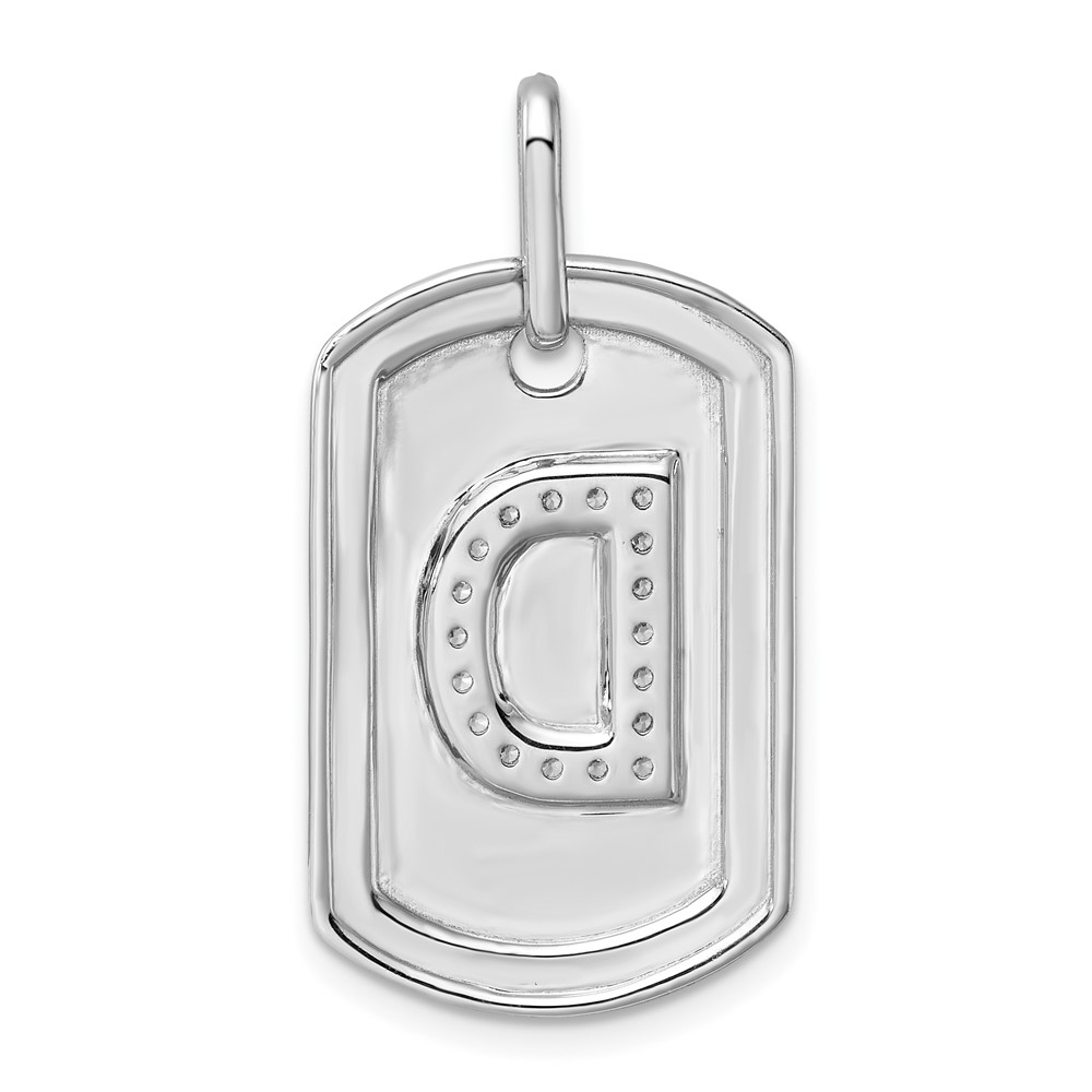 14K White Gold Diamond Initial D Dog Tag Charm (PM9842D-022-WA)