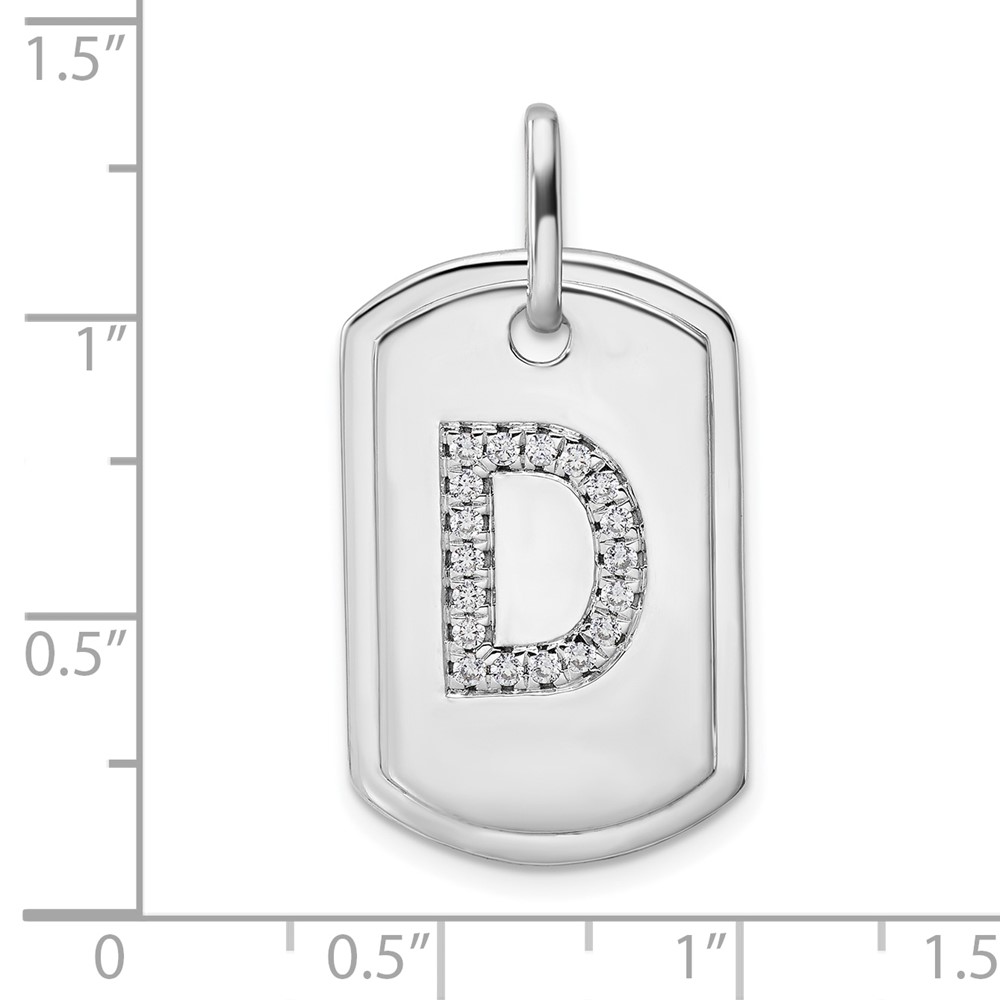 14K White Gold Diamond Initial D Dog Tag Charm (PM9842D-022-WA)