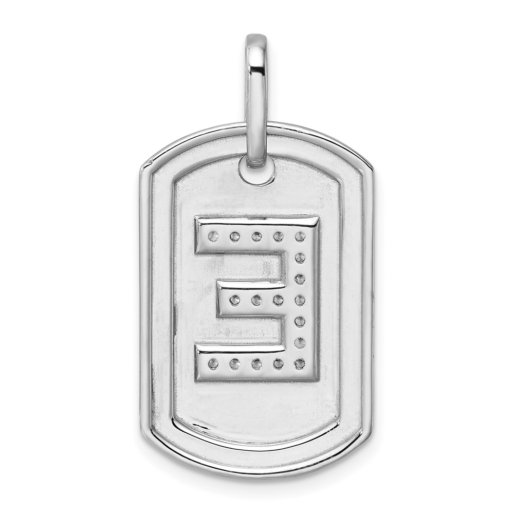 14K White Gold Diamond Initial E Dog Tag Charm (PM9842E-022-WA)