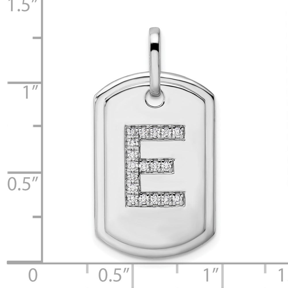 14K White Gold Diamond Initial E Dog Tag Charm (PM9842E-022-WA)