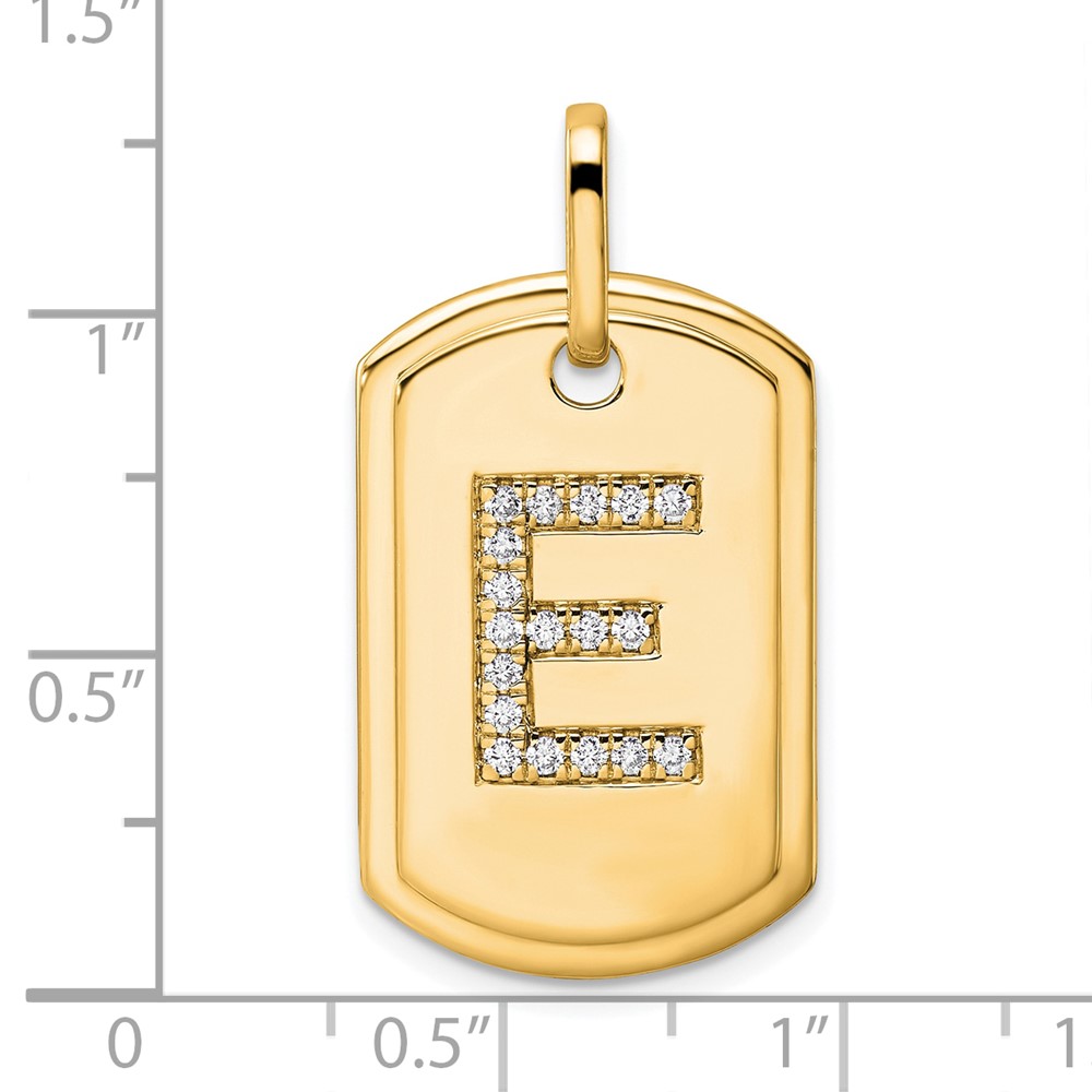 14K Diamond Initial E Dog Tag Charm (PM9842E-022-YA)