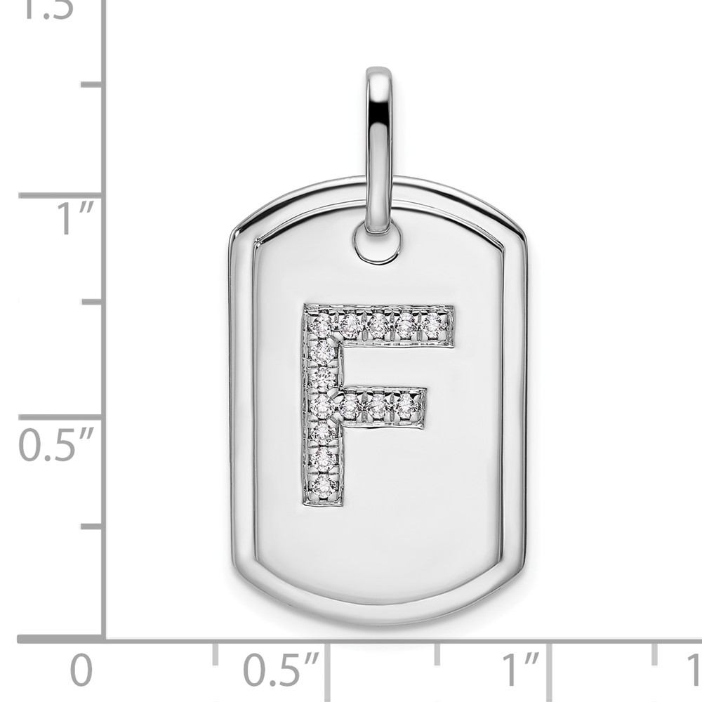 14K White Gold Diamond Initial F Dog Tag Charm (PM9842F-017-WA)