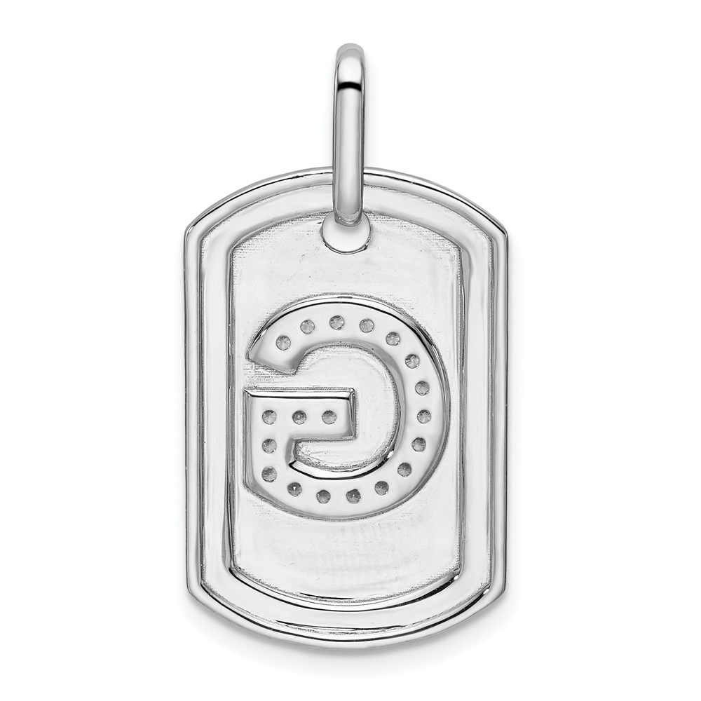 14K White Gold Diamond Initial G Dog Tag Charm (PM9842G-023-WA)