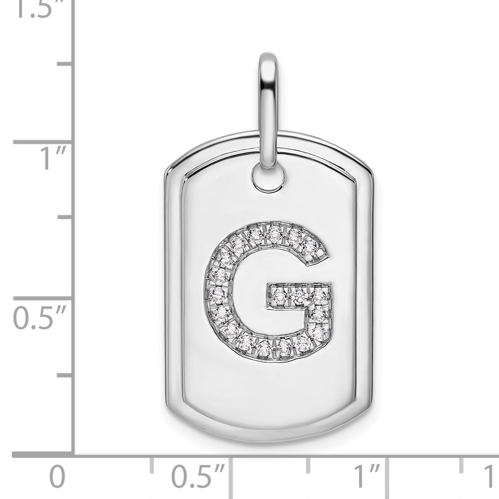 14K White Gold Diamond Initial G Dog Tag Charm (PM9842G-023-WA)