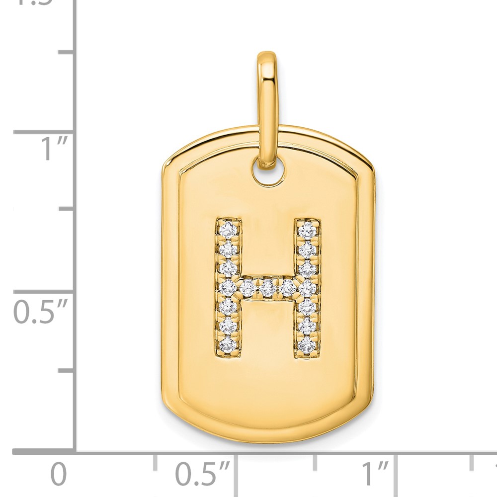 14K Diamond Initial H Dog Tag Charm (PM9842H-020-YA)