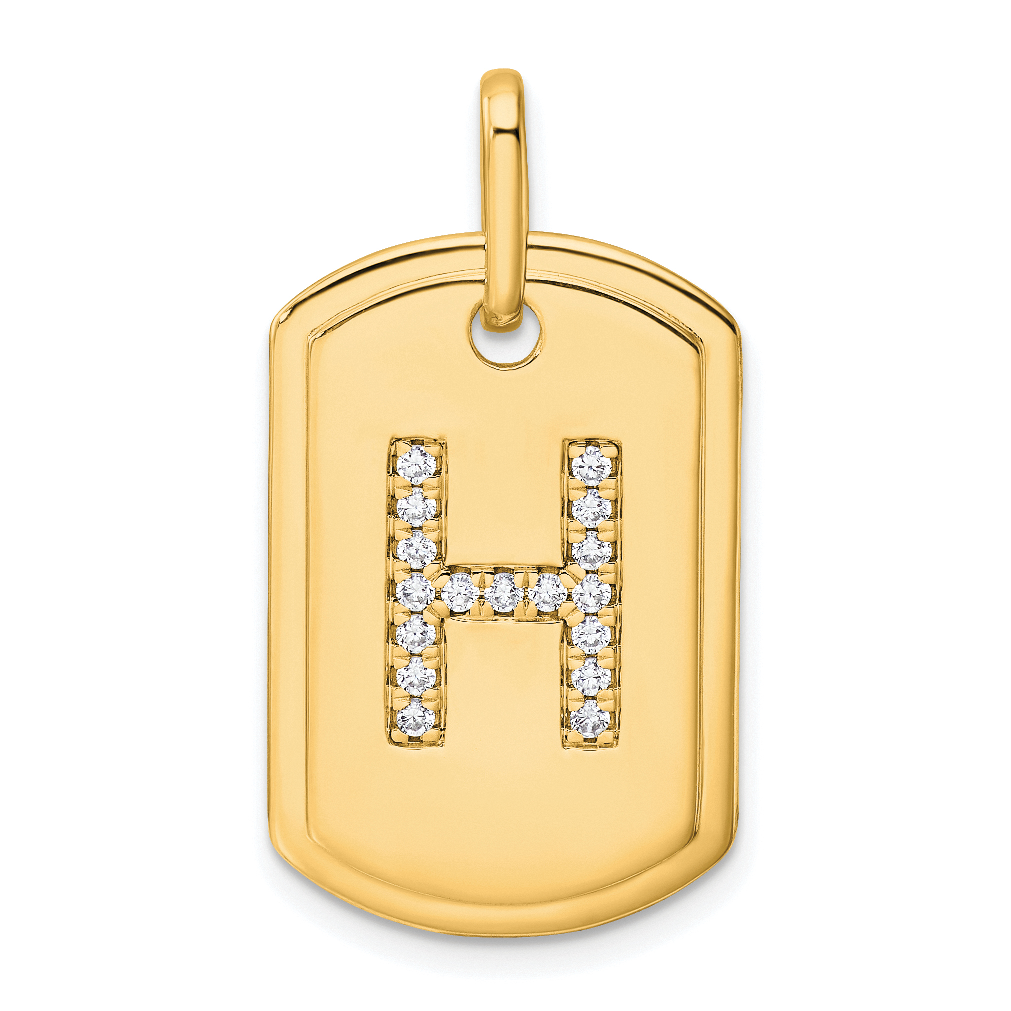 14K Diamond Initial H Dog Tag Charm (PM9842H-020-YA)