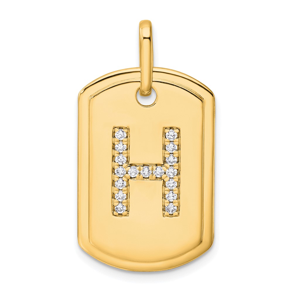 14K Diamond Initial H Dog Tag Charm (PM9842H-020-YA)