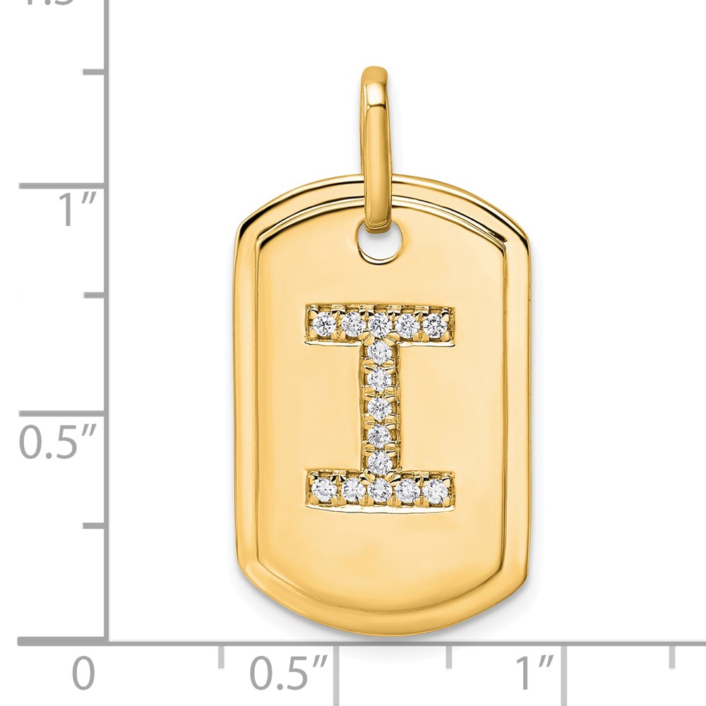 14K Diamond Initial I Dog Tag Charm (PM9842I-018-YA)