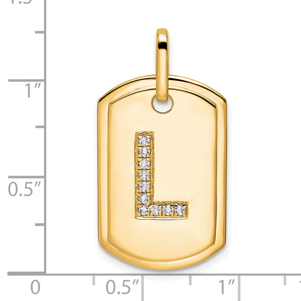 14K Diamond Initial L Dog Tag Charm (PM9842L-012-YA)