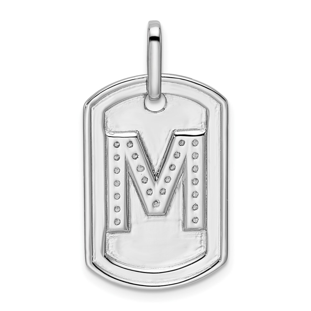 14K White Gold  Diamond Gold Initial M Dog Tag Charm (PM9842M-031-WA)