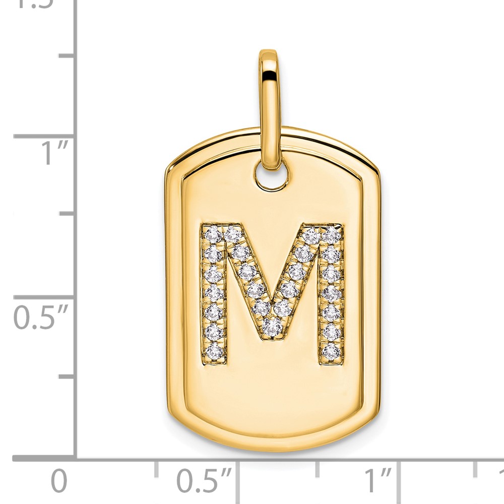 14K Diamond Initial M Dog Tag Charm (PM9842M-031-YA)