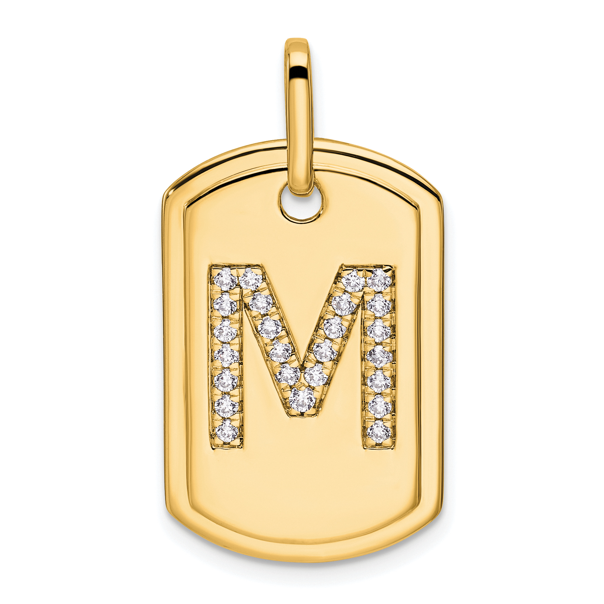 14K Diamond Initial M Dog Tag Charm (PM9842M-031-YA)