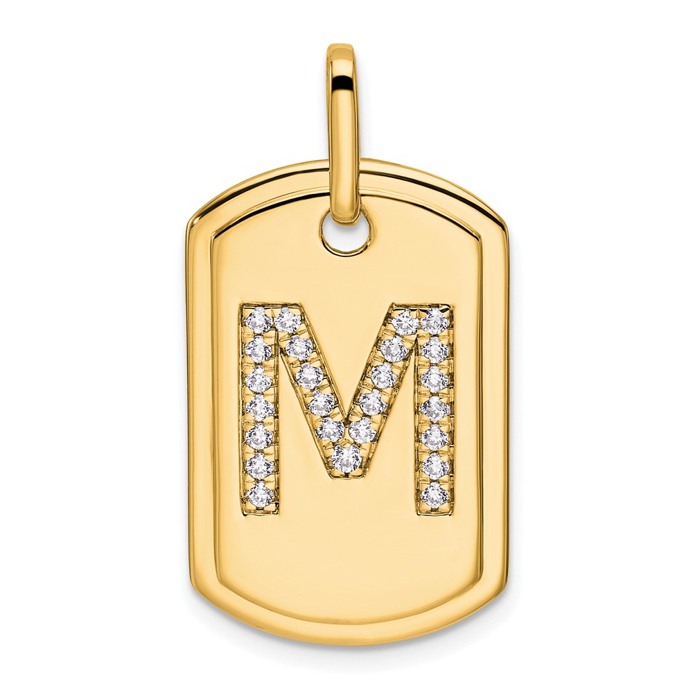 14K Diamond Initial M Dog Tag Charm (PM9842M-031-YA)