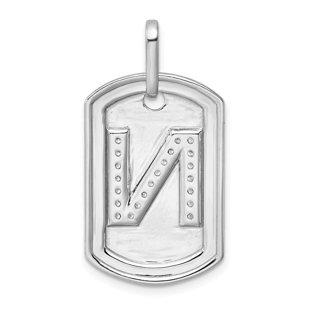14K White Gold  Diamond Initial N Dog Tag Charm (PM9842N-026-WA)