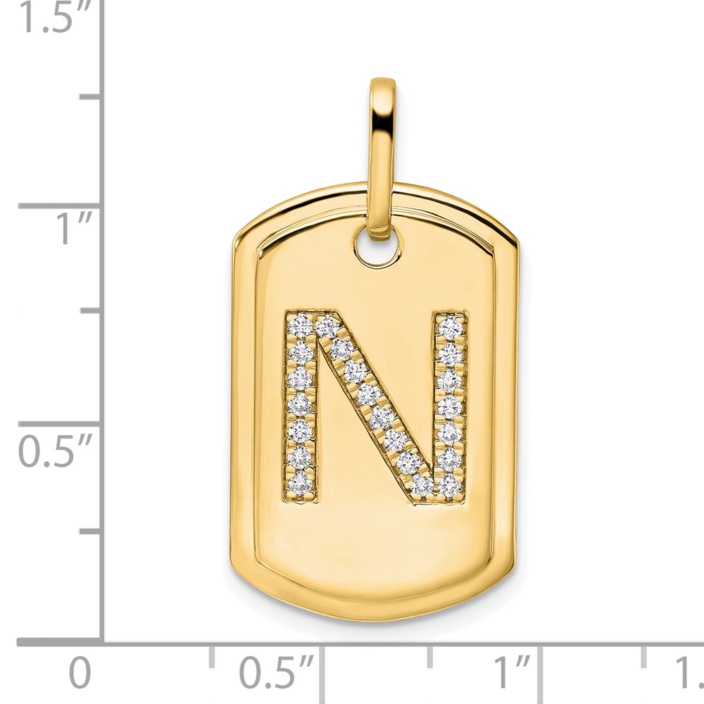 14K Diamond Initial N Dog Tag Charm (PM9842N-026-YA)