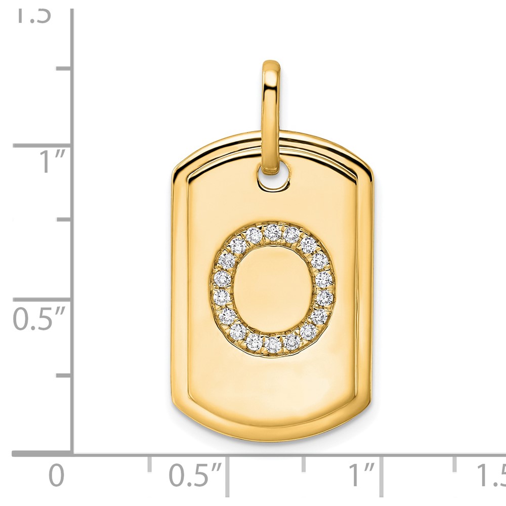 14K Diamond Initial O Dog Tag Charm (PM9842O-022-YA)
