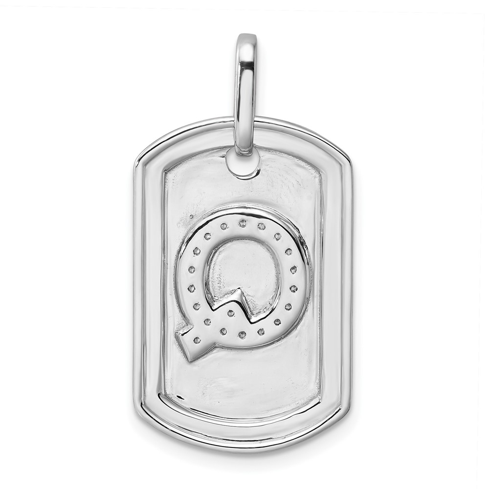 14K White Gold  Diamond Initial Q Dog Tag Charm (PM9842Q-021-WA)
