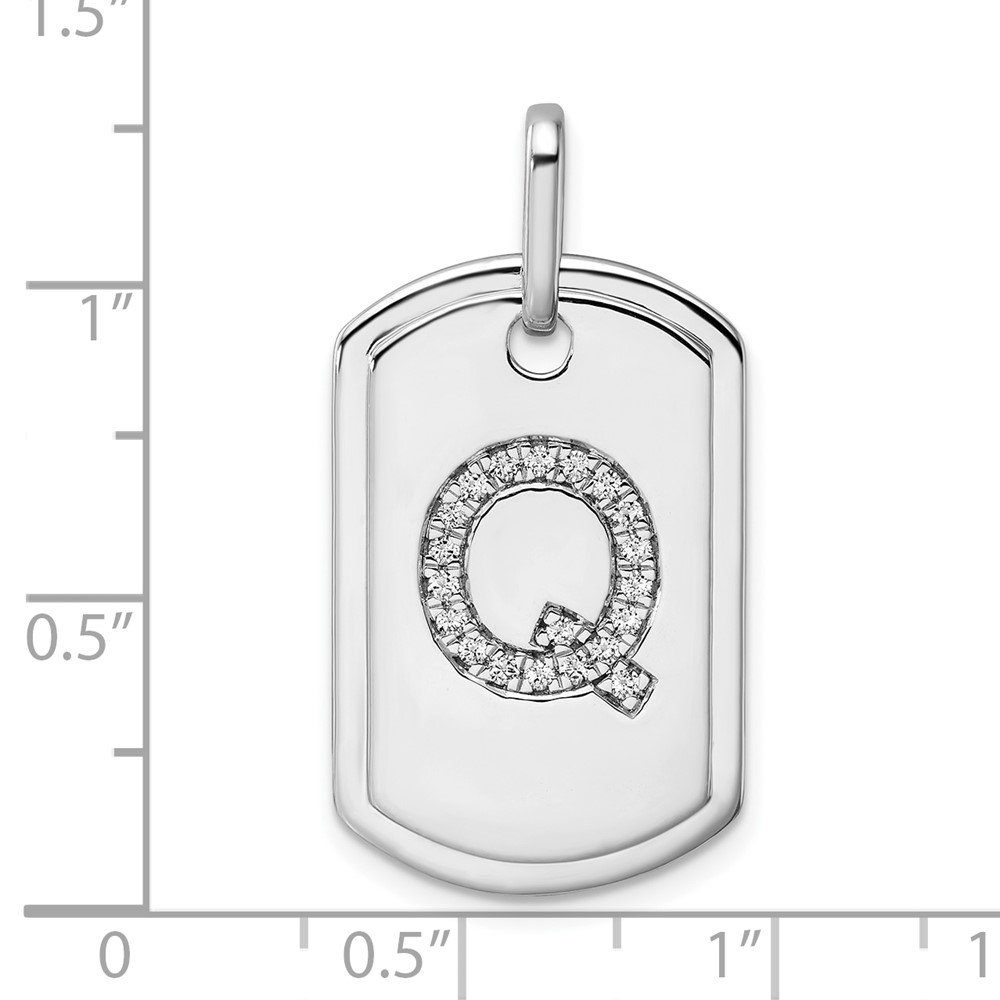 14K White Gold  Diamond Initial Q Dog Tag Charm (PM9842Q-021-WA)