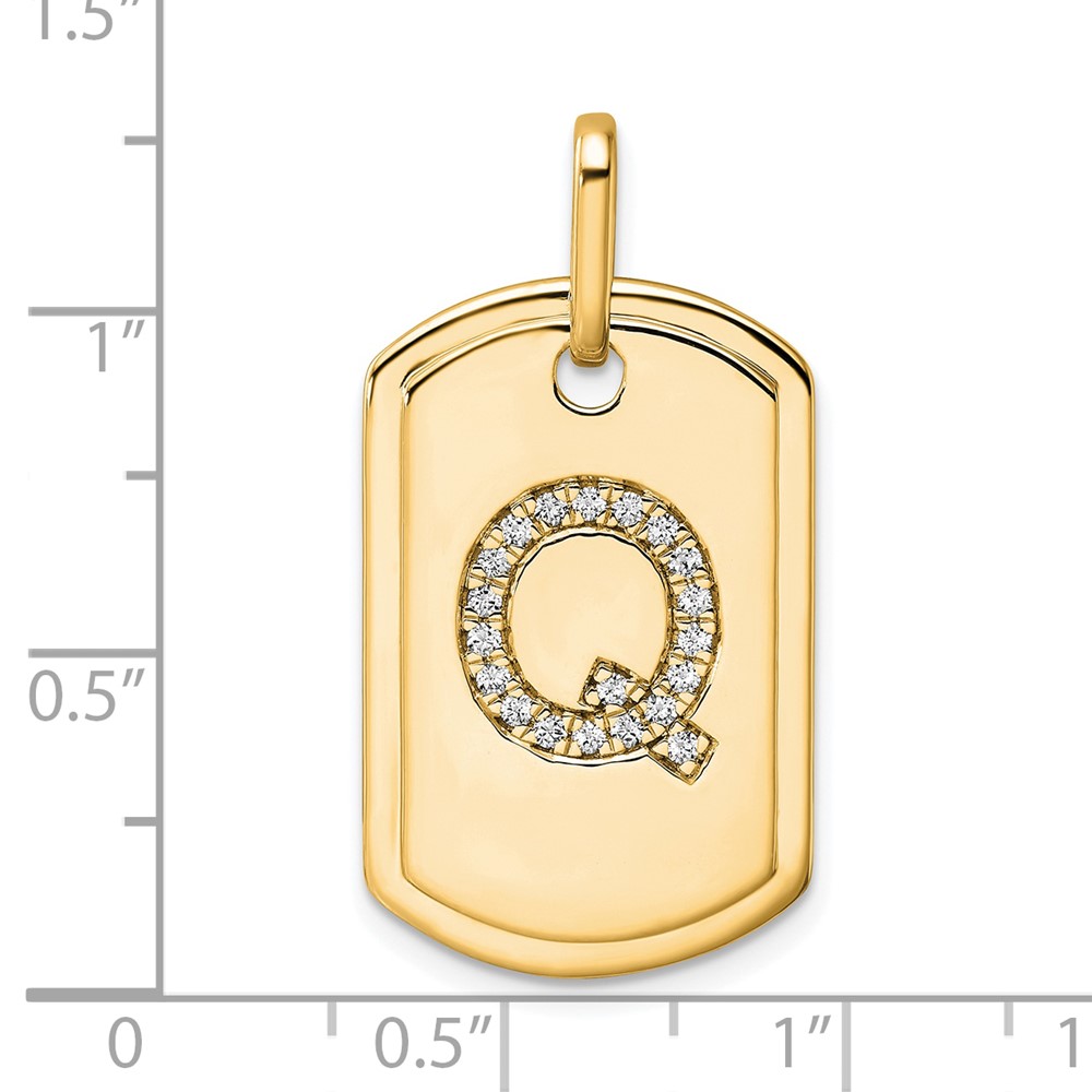 14K Diamond Initial Q Dog Tag Charm (PM9842Q-021-YA)
