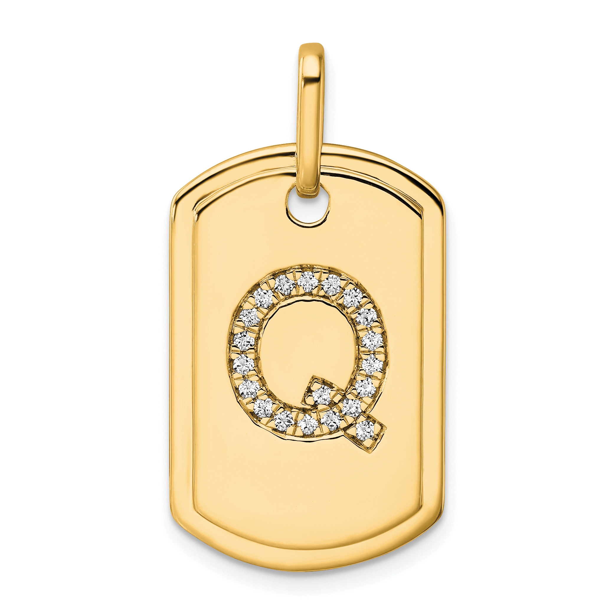 14K Diamond Initial Q Dog Tag Charm (PM9842Q-021-YA)