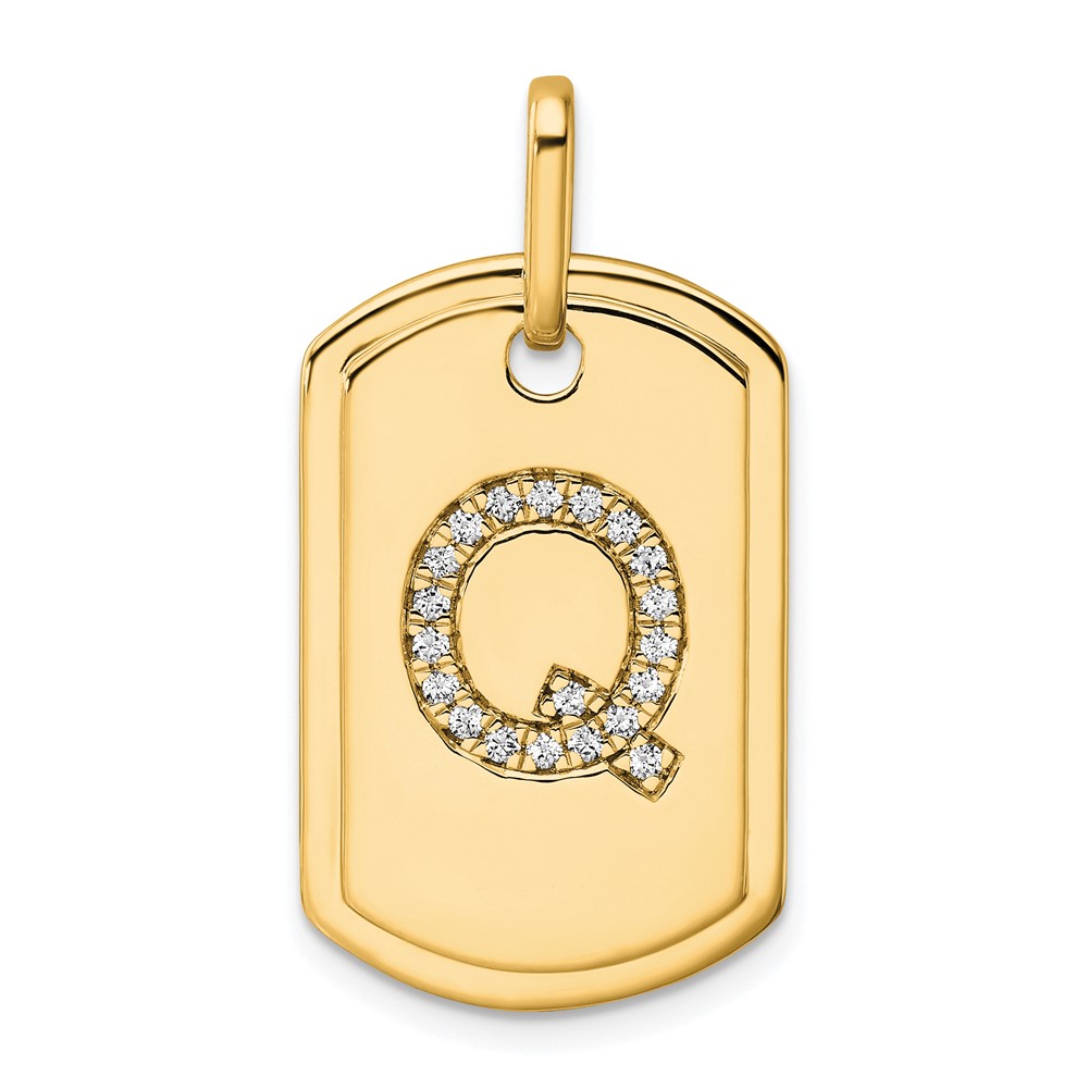 14K Diamond Initial Q Dog Tag Charm (PM9842Q-021-YA)