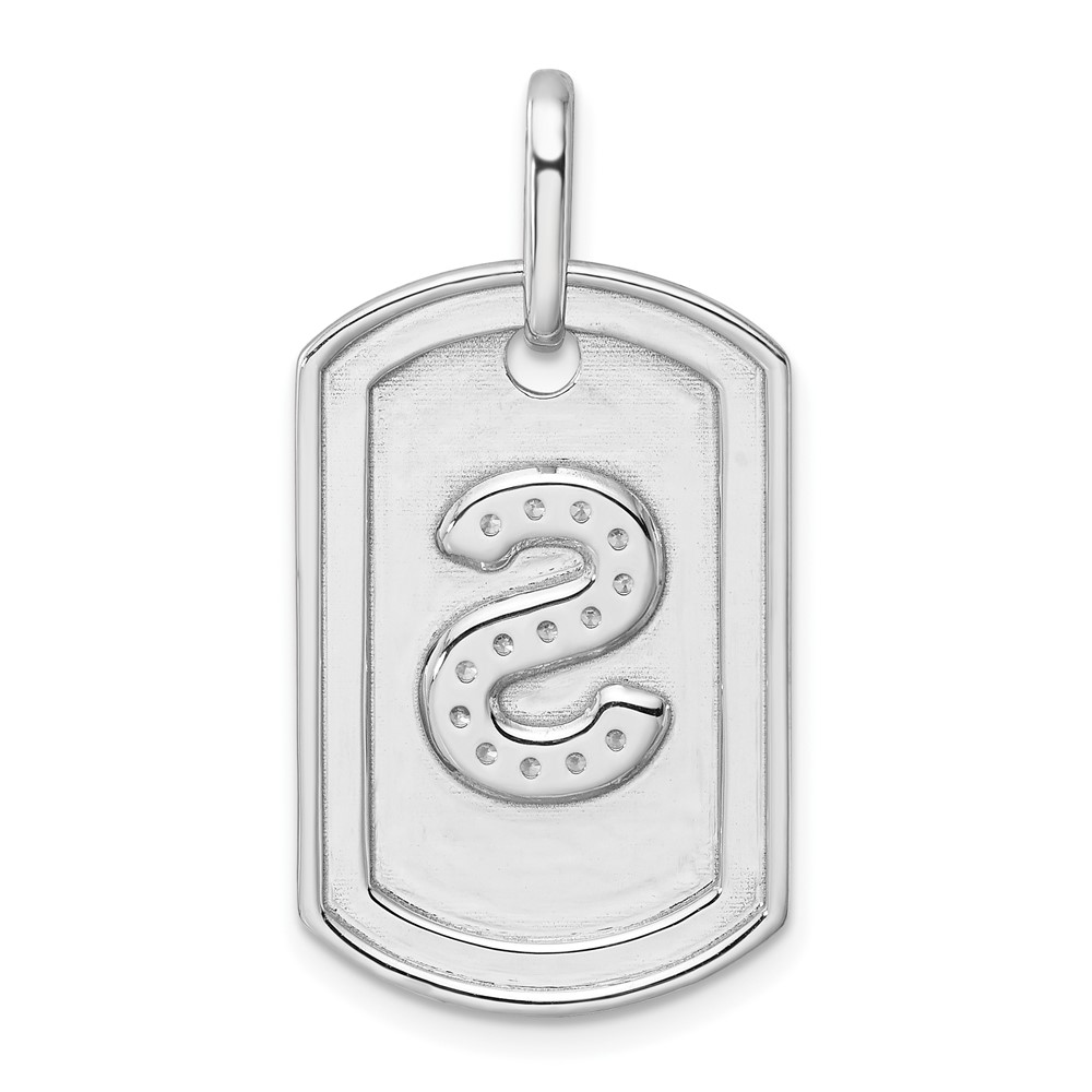 14K White Gold  Diamond Initial S Dog Tag Charm (PM9842S-017-WA)