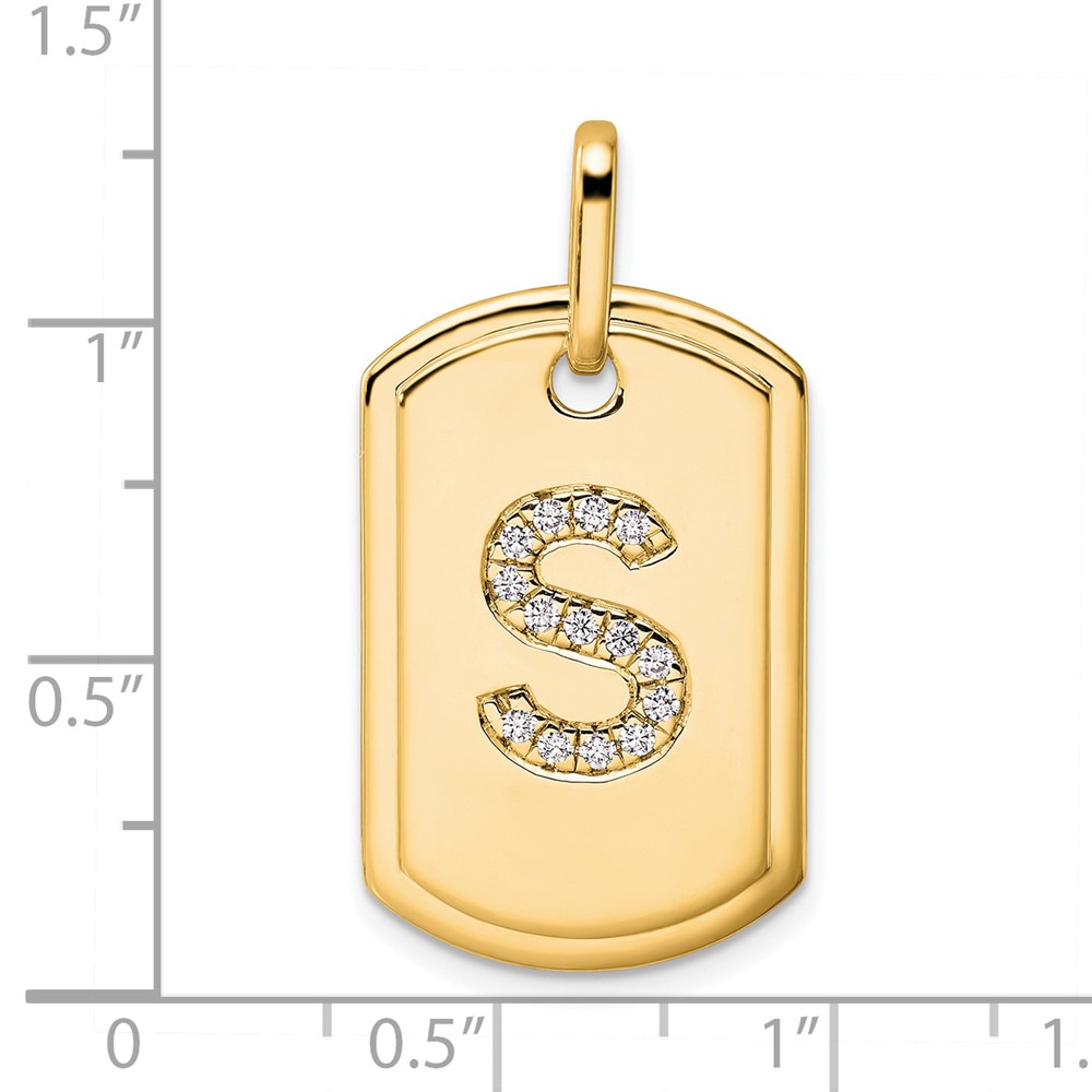 14K Diamond Initial S Dog Tag Charm (PM9842S-017-YA)