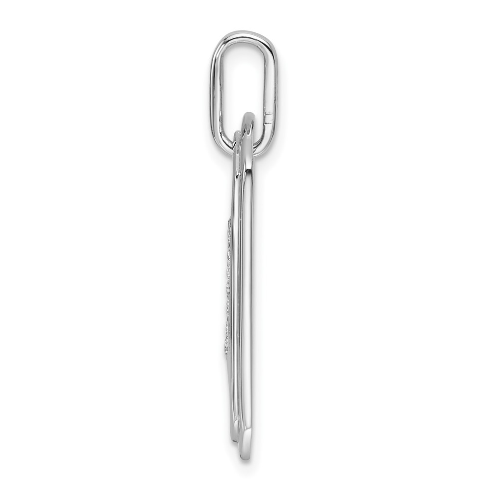 14K White Gold  Diamond Initial V Dog Tag Charm (PM9842V-016-WA)