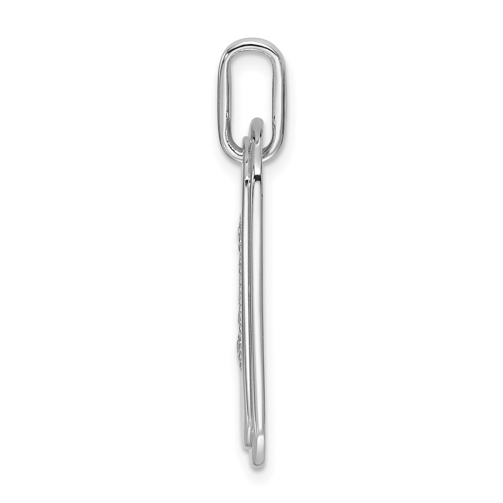 14K White Gold  Diamond Initial W Dog Tag Charm (PM9842W-020-WA)