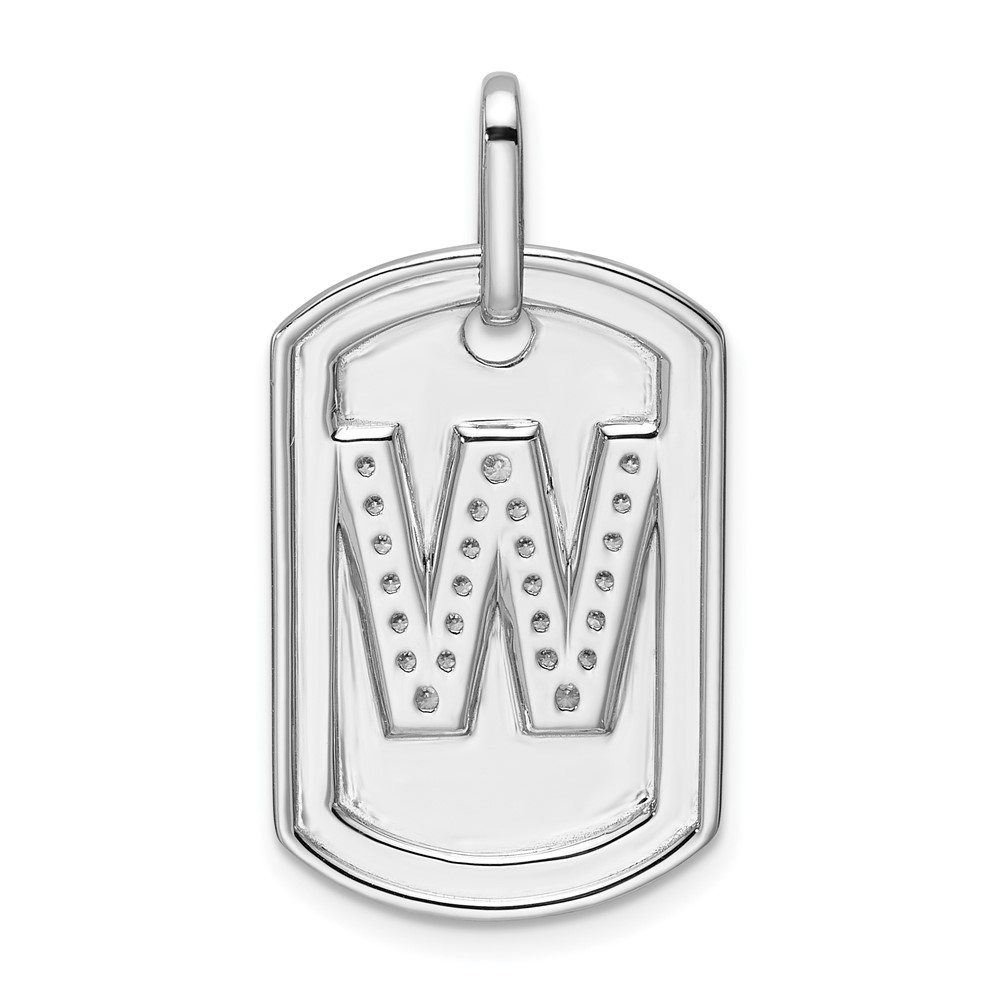 14K White Gold  Diamond Initial W Dog Tag Charm (PM9842W-020-WA)