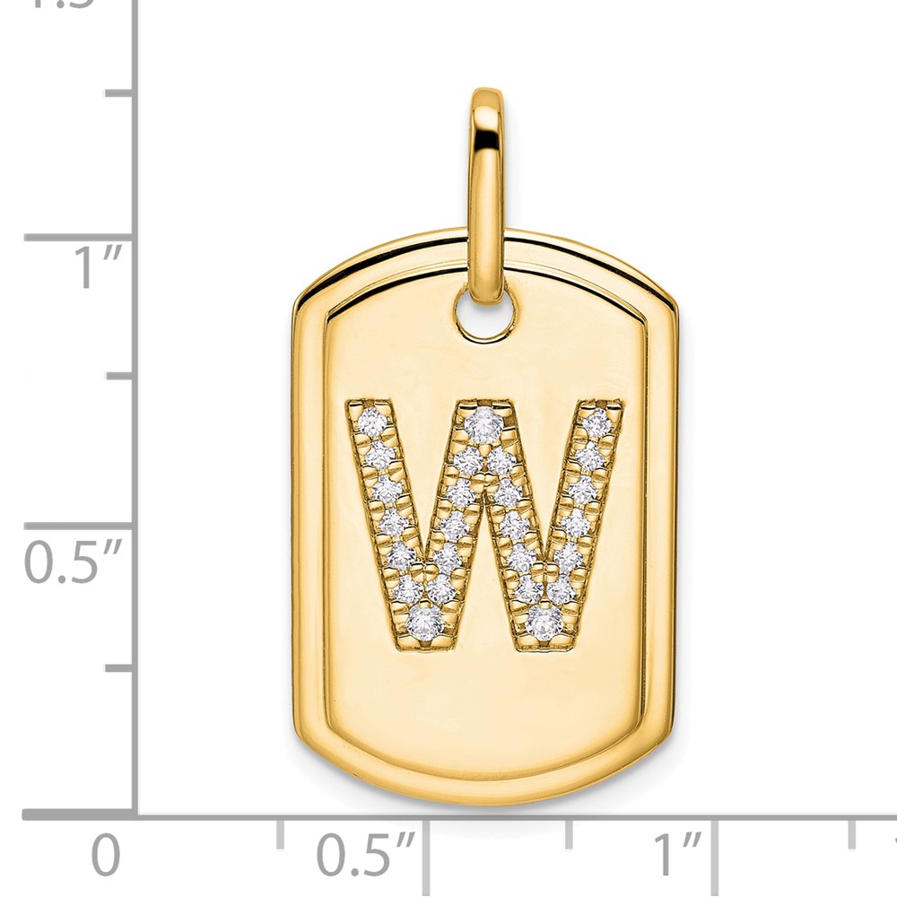 14K Diamond Initial W Dog Tag Charm (PM9842W-020-YA)