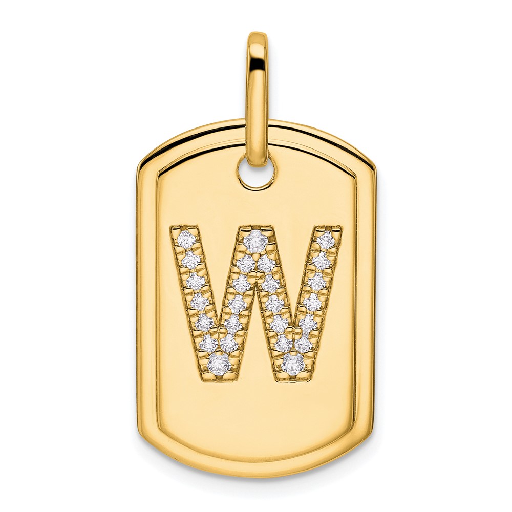 14K Diamond Initial W Dog Tag Charm (PM9842W-020-YA)