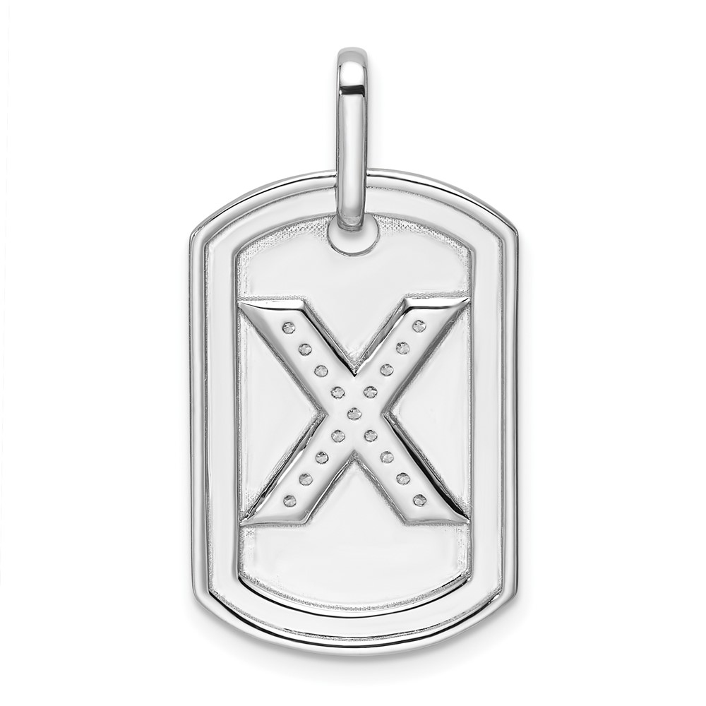 14K White Gold  Diamond Initial X Dog Tag Charm (PM9842X-018-WA)