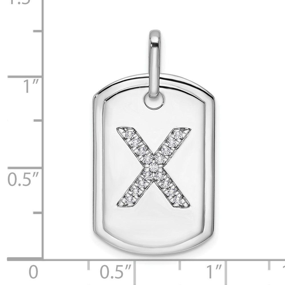 14K White Gold  Diamond Initial X Dog Tag Charm (PM9842X-018-WA)