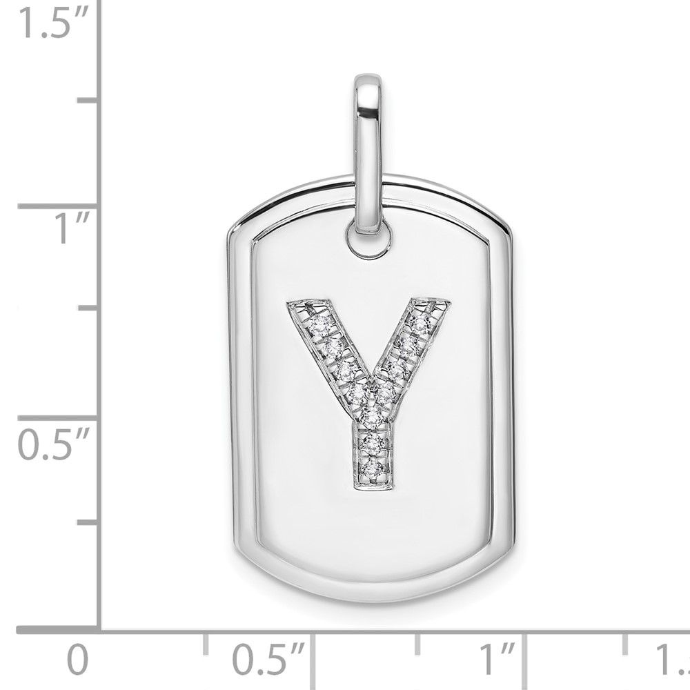 14K White Gold  Diamond Initial Y Dog Tag Charm (PM9842Y-014-WA)