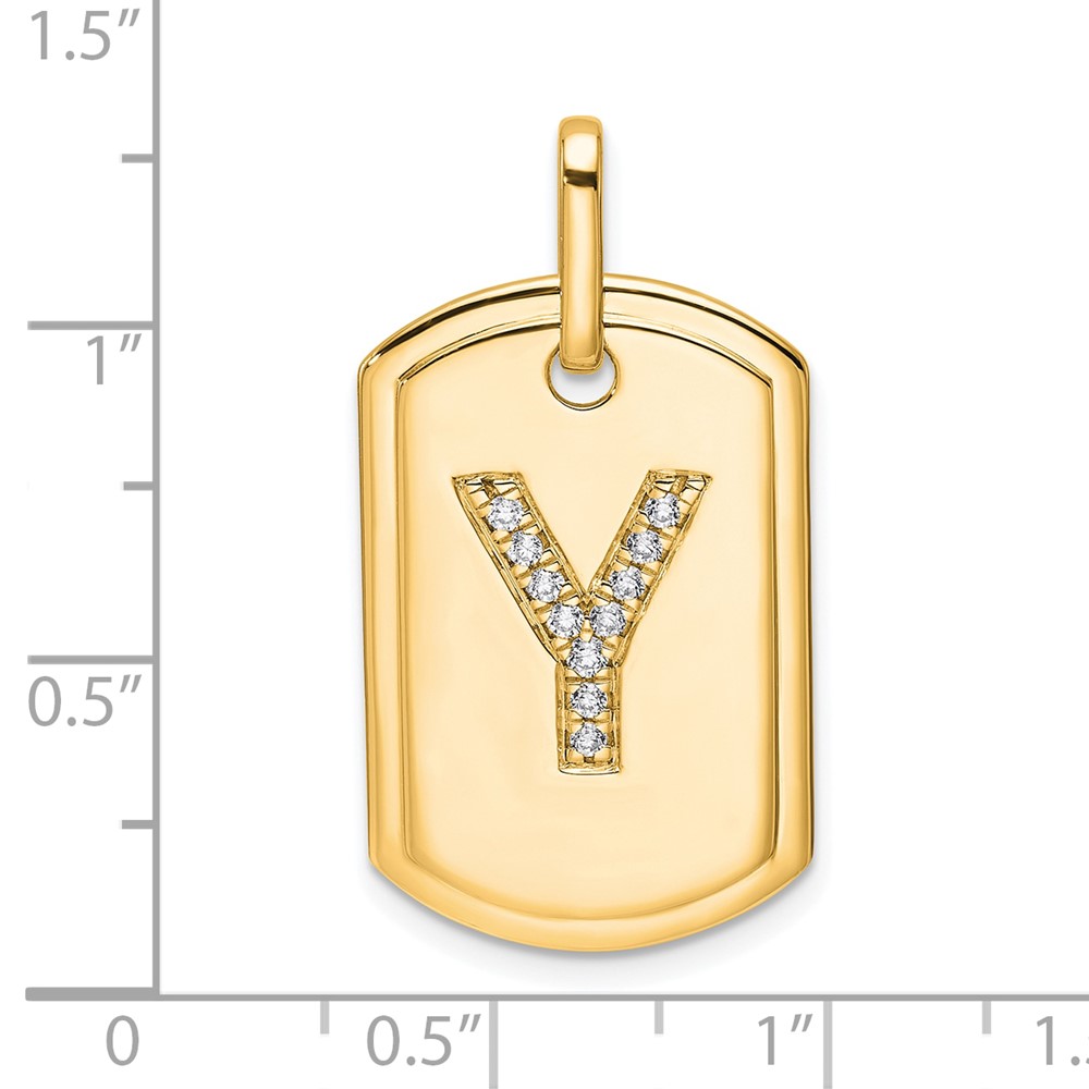 14K Diamond Initial Y Dog Tag Charm (PM9842Y-014-YA)