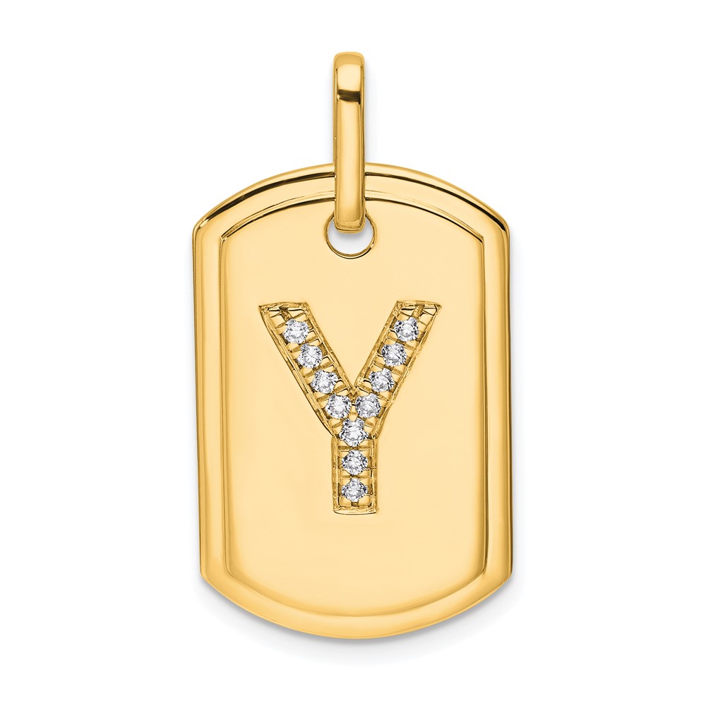 14K Diamond Initial Y Dog Tag Charm (PM9842Y-014-YA)